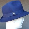 Fedora hat, wool felt,  Navy, Petersham trim by 'Avenel Hats of Melbourne' - Image 2
