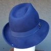 Fedora hat, wool felt,  Navy, Petersham trim by 'Avenel Hats of Melbourne' - Image 3