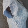 1950's, Evening Gown, light blue, satin & lace, handmade, USA, size 12. - Image 5