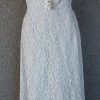 1950's, Evening Gown, light blue, satin & lace, handmade, USA, size 12.