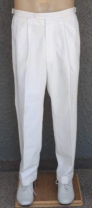 Cream front pleat cuffed pant by 'Varley', terylene, size S