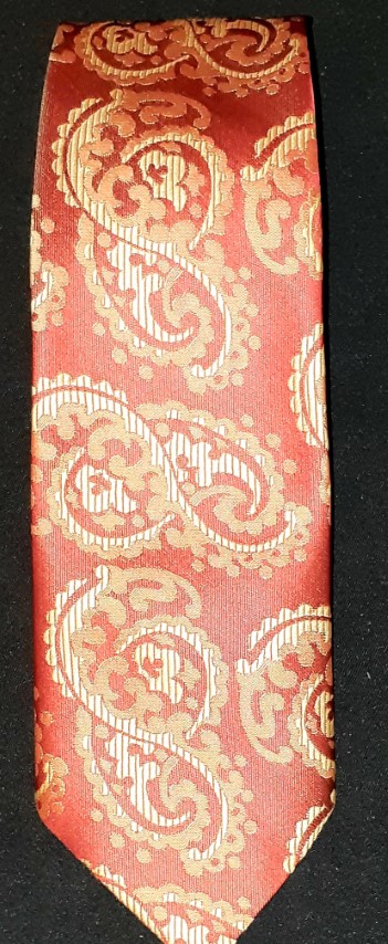 1970's polyester tie, rust paisley print