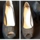 Peep toe high heel, black leather by 'Roberto' size 37