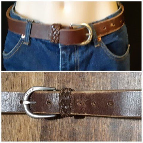 Chocolate Brown Leather belt, 1970's size Xs, 28"