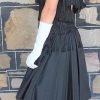 1940's, Cocktail frock, Black, fringed trim, satin, USA, size 8 - Image 2