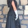 1940's, Cocktail frock, Black, fringed trim, satin, USA, size 8 - Image 3