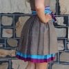 1980's Strapless Party dress, Coffee/blue/purple Polka-dot, silk, by 'Suzanne Cole', size 8 - Image 2