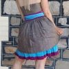 1980's Strapless Party dress, Coffee/blue/purple Polka-dot, silk, by 'Suzanne Cole', size 8 - Image 4