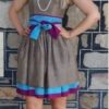 1980's Strapless Party dress, Coffee/blue/purple Polka-dot, silk, by 'Suzanne Cole', size 8 - Image 13