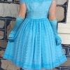 1950's, Party Dress & Gloves, blue, Nylon/satin, by 'Linda Patrica', USA, size 10. - Image 3