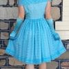 1950's, Party Dress & Gloves, blue, Nylon/satin, by 'Linda Patrica', USA, size 10. - Image 4