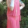 1920's Inspired, 1980's dress, by 'Masquerade Sydney' coral, polyester, with gloves & headband, size 12 - Image 2