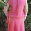 1920's Inspired, 1980's dress, by 'Masquerade Sydney' coral, polyester, with gloves & headband, size 12 - Image 3
