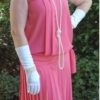 1920's Inspired, 1980's dress, by 'Masquerade Sydney' coral, polyester, with gloves & headband, size 12 - Image 9
