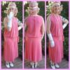 1920's Inspired, 1980's dress, by 'Masquerade Sydney' coral, polyester, with gloves & headband, size 12