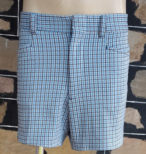 1970's Blue Checked shorts, polyester, by 'KMart', size 38"