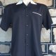 Bowling shirt, black with white collar & piping trim & action back, by 'Steady Clothing', USA