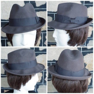 Fedora, wool felt, Grey, Petersham trim by 'Avenel Hats of Melbourne
