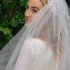 Vintage 1950's, Wedding Gown with train and veil, Satin, champagne colour, size 6 - Image 10