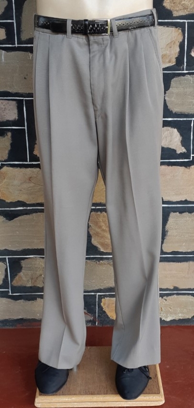 1980's Front pleat pant, light khaki, gaberdine, by 'New England Pant Company', size 35"