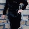 1960's Cocktail Frock, Black, Velvet, long sleeves, handmade, size 12 - Image 2