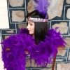 1920's, Charleston Inspired, Black dress & purple feather boa & headband, bri-nylon, by 'Glorouin', size 12 - Image 10