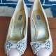 Mimco' Bone Court shoes, leather, suede bow trim, size 38