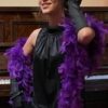 1920's, Charleston Inspired, Black dress & purple feather boa & headband, bri-nylon, by 'Glorouin', size 12 - Image 12