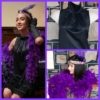 1920's, Charleston Inspired, Black dress & purple feather boa & headband, bri-nylon, by 'Glorouin', size 12
