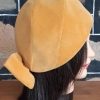 Cloche hat, bow trim,1960's Velvet, Mustard, by 'Janifer' size 55.5cm - Image 3