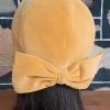 Cloche hat, bow trim,1960's Velvet, Mustard, by 'Janifer' size 55.5cm - Image 4