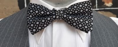 Bow tie, Black/white, polyester by 'Jon Vandyk of Holland'