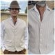 Waistcoat, seersucker, cotton/poly, taupe/white, USA imported, size L