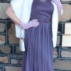 1980's Evening Gown, Grecian neckline, Lavender, polyester, by 'California' Made in England, size 10 - Image 6
