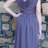 1980's Evening Gown, Grecian neckline, Lavender, polyester, by 'California' Made in England, size 10 - Image 2