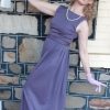 1980's Evening Gown, Grecian neckline, Lavender, polyester, by 'California' Made in England, size 10 - Image 4