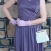 1980's Evening Gown, Grecian neckline, Lavender, polyester, by 'California' Made in England, size 10 - Image 7