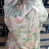 1980's, Long sleeved dress, apricot floral print, polyester, by 'Hiyoshiya' size 10 - Image 8