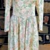 1980's, Long sleeved dress, apricot floral print, polyester, by 'Hiyoshiya' size 10 - Image 12