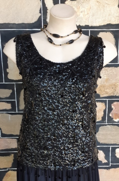 Sequined Top, 1960's, wool, black, by 'Emperor Fashions' size M