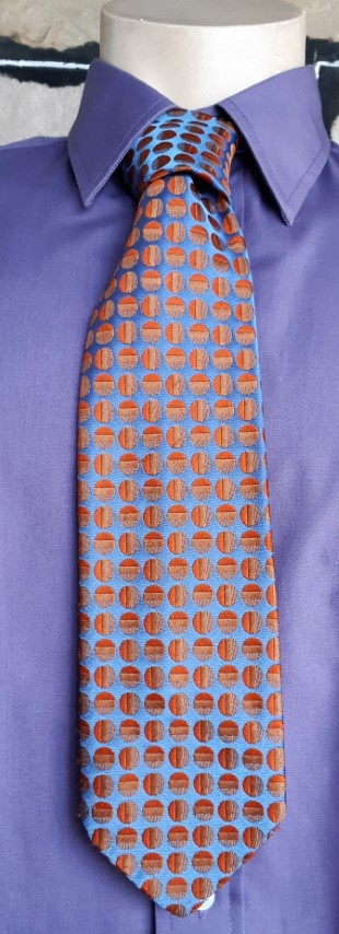 Tie, 1980's, Geometric Print, lavender/orange, polyester, by 'Viking'