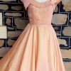 1940's, Halter neck swing dress & Bolero, apricot, rayon, handmade, size 6 - Image 6