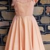 1940's, Halter neck swing dress & Bolero, apricot, rayon, handmade, size 6 - Image 7