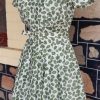 1950's, Swing Day Dress, Cream/green print, rayon, handmade, size 8 - Image 2