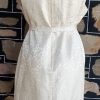 1960's, Damask Shift Dress, Cream, handmade in USA, size 16 - Image 4