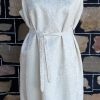 1960's, Damask Shift Dress, Cream, handmade in USA, size 16 - Image 6