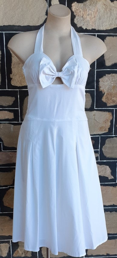Halter Neck Swing dress, 50's inspired, white, Polyester/cotton, by 'Sunshine' size 10