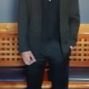 Tailored fit, 2 button Suit, black/brown pinstripe, by 'Melbourne Fashion Venue' size M - Image 14