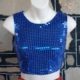 Crop Top, Sequined, electric blue, by 'Knockout', size XS