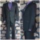 1960's Two Button Suit, Black/chocolate pinstriped, wool by 'Kentish', size M